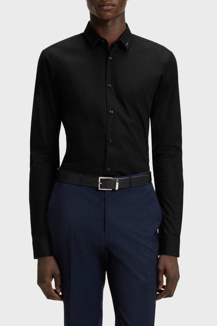 Hugo Streç Pamuklu Ekstra Slim Fit Klasik Yaka Erkek Gömlek 50475678 001 SİYAH - Hugo