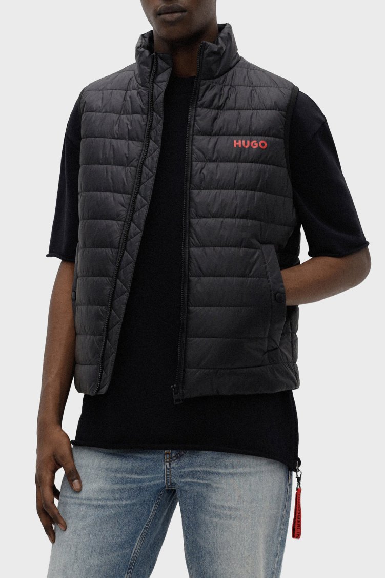 Hugo Su Geçirmez Slim Fit Dik Yaka Şişme Erkek Yelek 50468742 001 SİYAH - Hugo