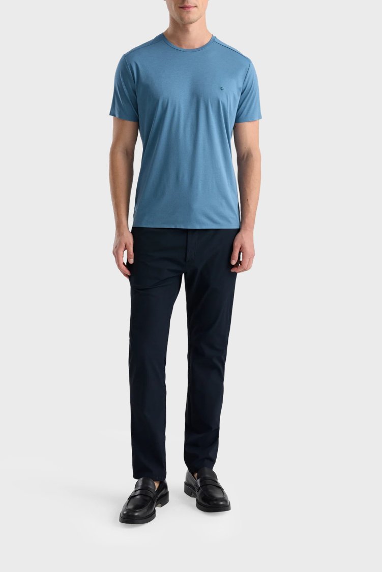 Isaora % 100 Pamuk Regular Fit Bisiklet Yaka Erkek T Shirt ISR9027 CRNTBL Mavi - Isaora (1)