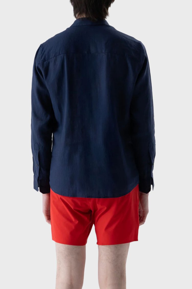 Isaora % 100 Pamuk Regular Fit Uzun Kollu Erkek Gömlek ISR4107 NAVY Lacivert - Isaora (1)