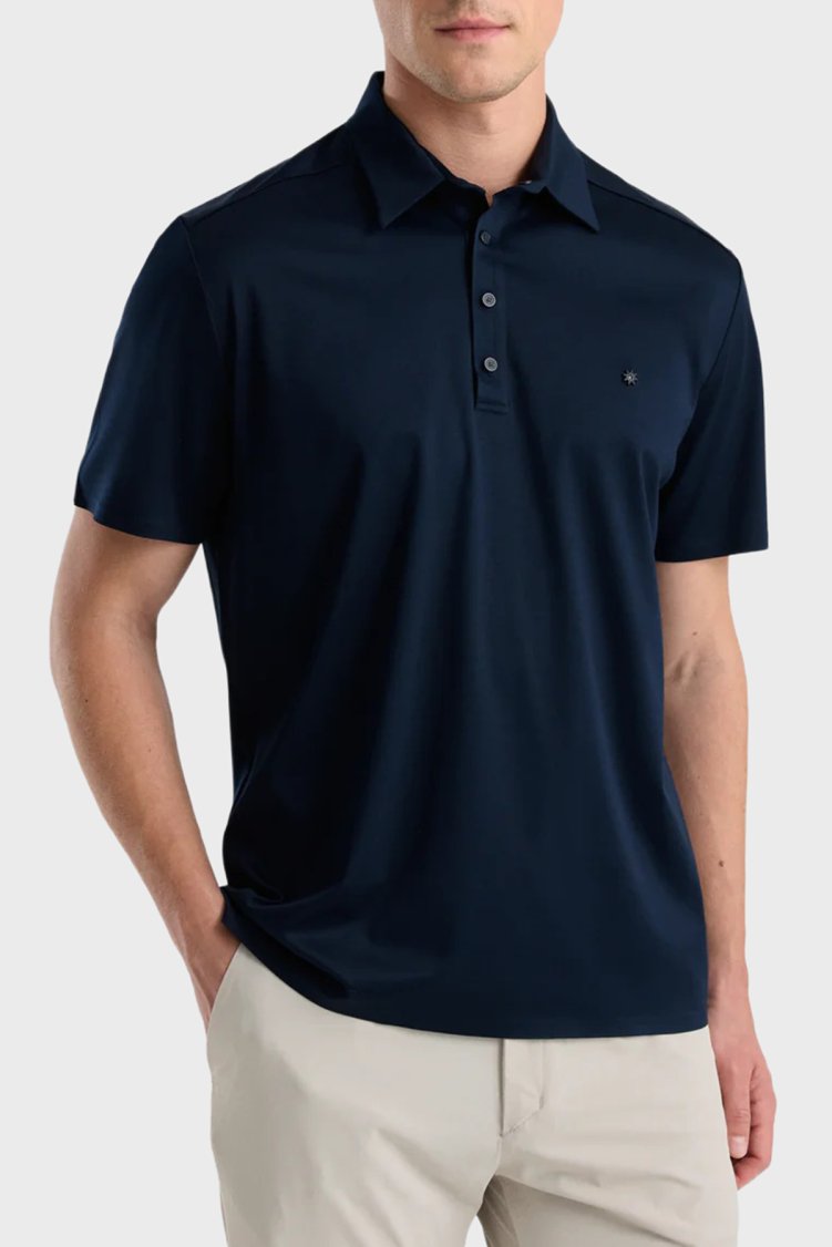 Isaora Logolu % 100 Pamuk Regular Fit Düğmeli Erkek Polo ISR3303 DRNVY Koyu lacivert - Isaora