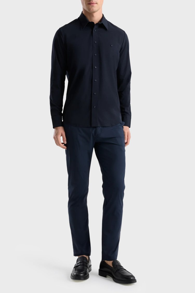 Isaora Logolu Regular Fit Uzun Kollu Erkek Gömlek ISR4121 DRNVY Koyu lacivert - Isaora