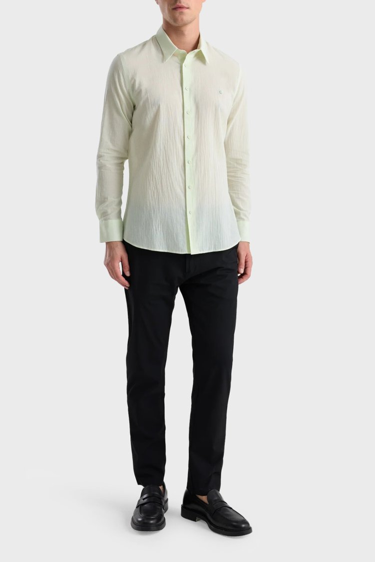 Isaora Pamuklu Regular Fit Uzun Kollu Erkek Gömlek ISR4132 MGRN Mint - Isaora