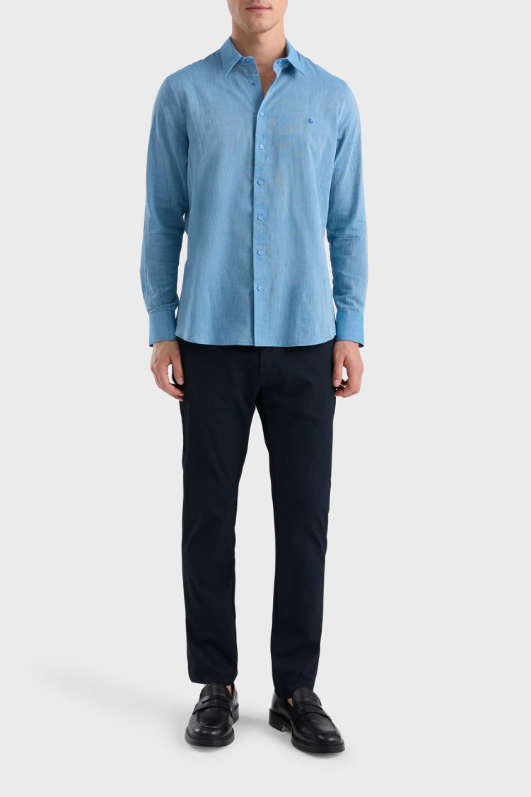 Isaora Pamuklu Regular Fit Uzun Kollu Erkek Gömlek ISR4132BLU LACİVERT - Isaora (1)