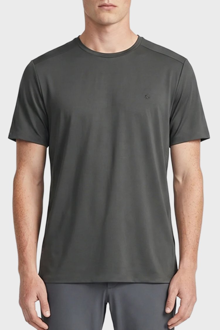 Isaora Regular Fit Logolu Bisiklet Yaka Erkek T Shirt ISR9021 DRG KOYU GRİ - Isaora