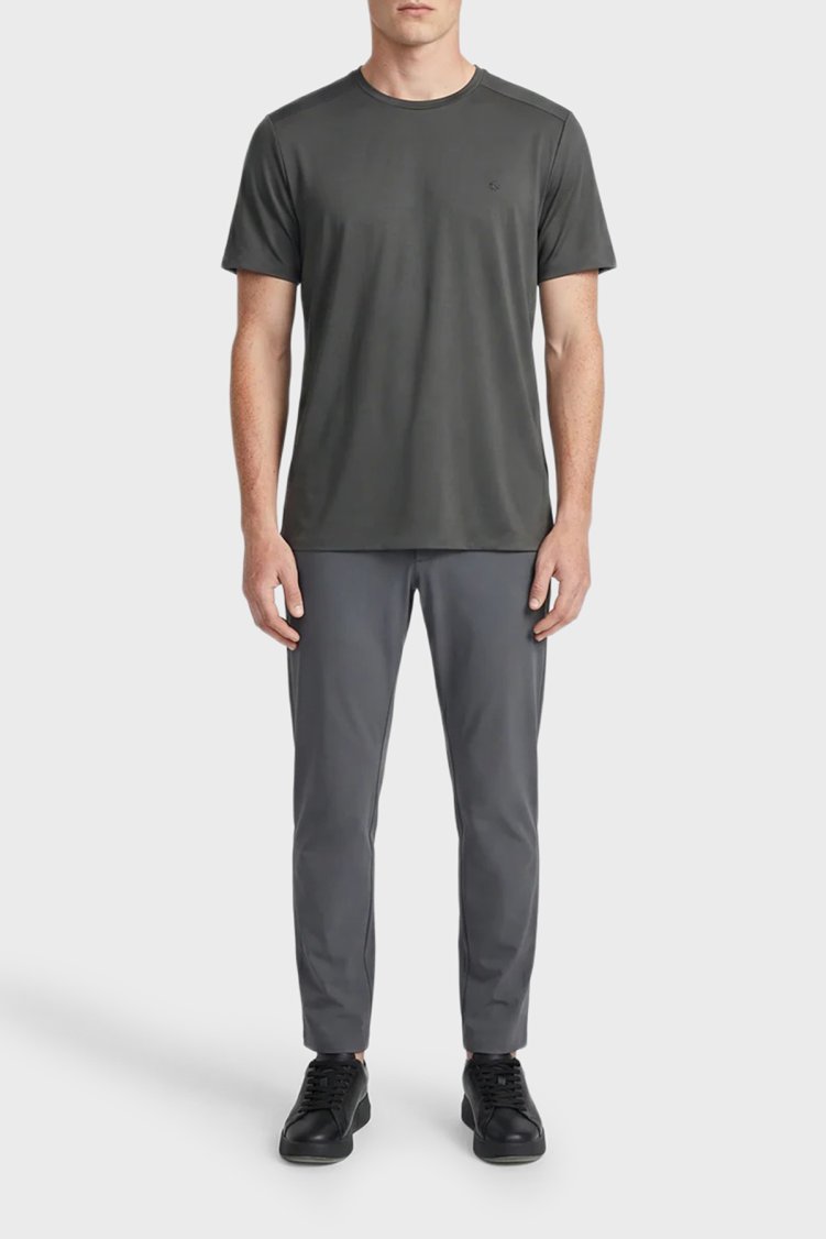 Isaora Regular Fit Logolu Bisiklet Yaka Erkek T Shirt ISR9021 DRG KOYU GRİ - Isaora (1)