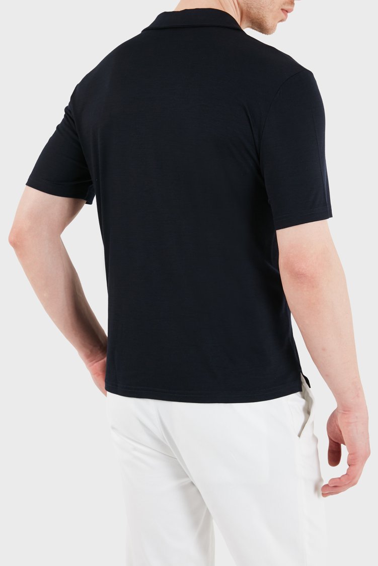 Jacob Cohen Yün ve Kaşmir Karışımlı Regular Fit Yaka T Shirt Erkek Polo 80031 082 M4564 RW Y99 SİYAH - Jacob Cohen (1)