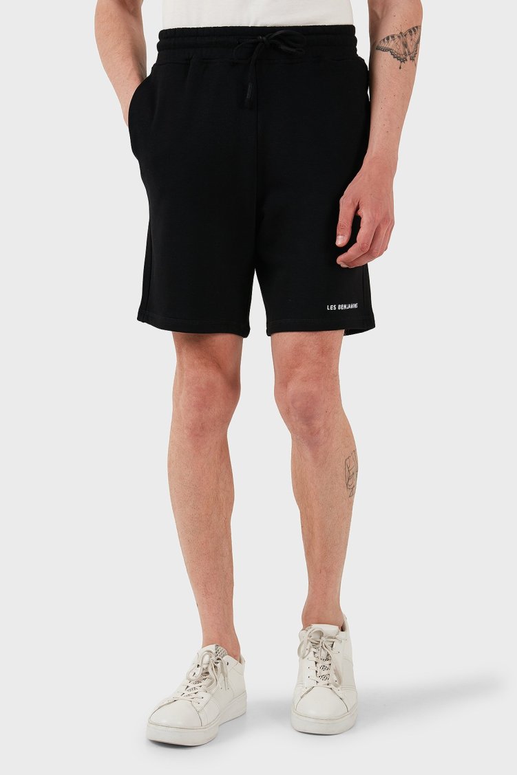 Les Benjamins % 100 Pamuk Regular Fit Logolu Erkek Short LBNOOSESSMUSO-307 SİYAH - Les Benjamins