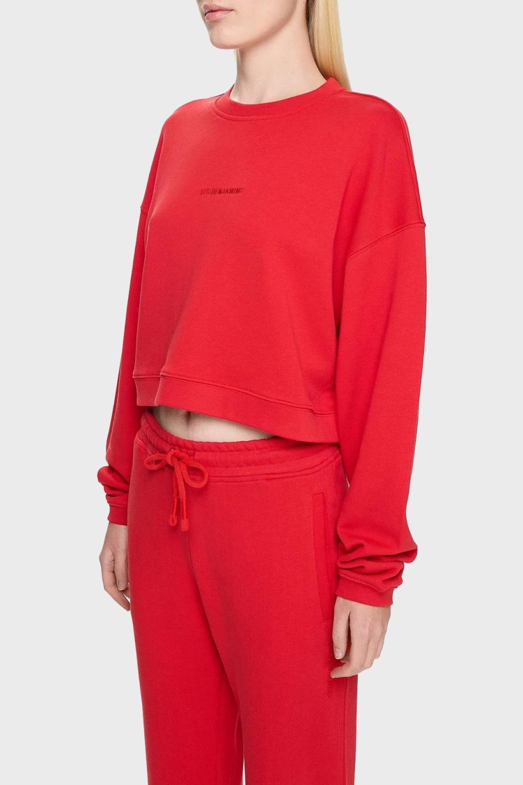 Les Benjamins % 100 Pamuklu Relaxed Fit Bisiklet Yaka Kadın Sweat LB24FWESSFUSW-302 KIRMIZI - Les Benjamins