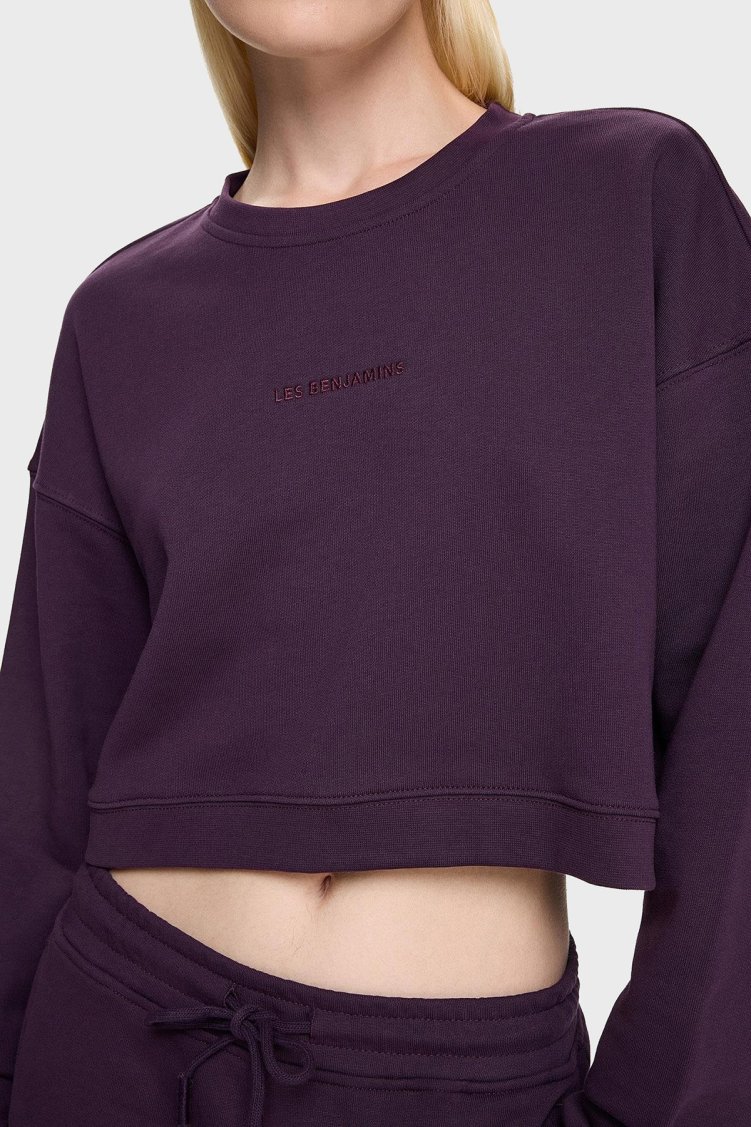 Les Benjamins % 100 Pamuklu Relaxed Fit Bisiklet Yaka Kadın Sweat LB24FWESSFUSW-303 MOR - Les Benjamins