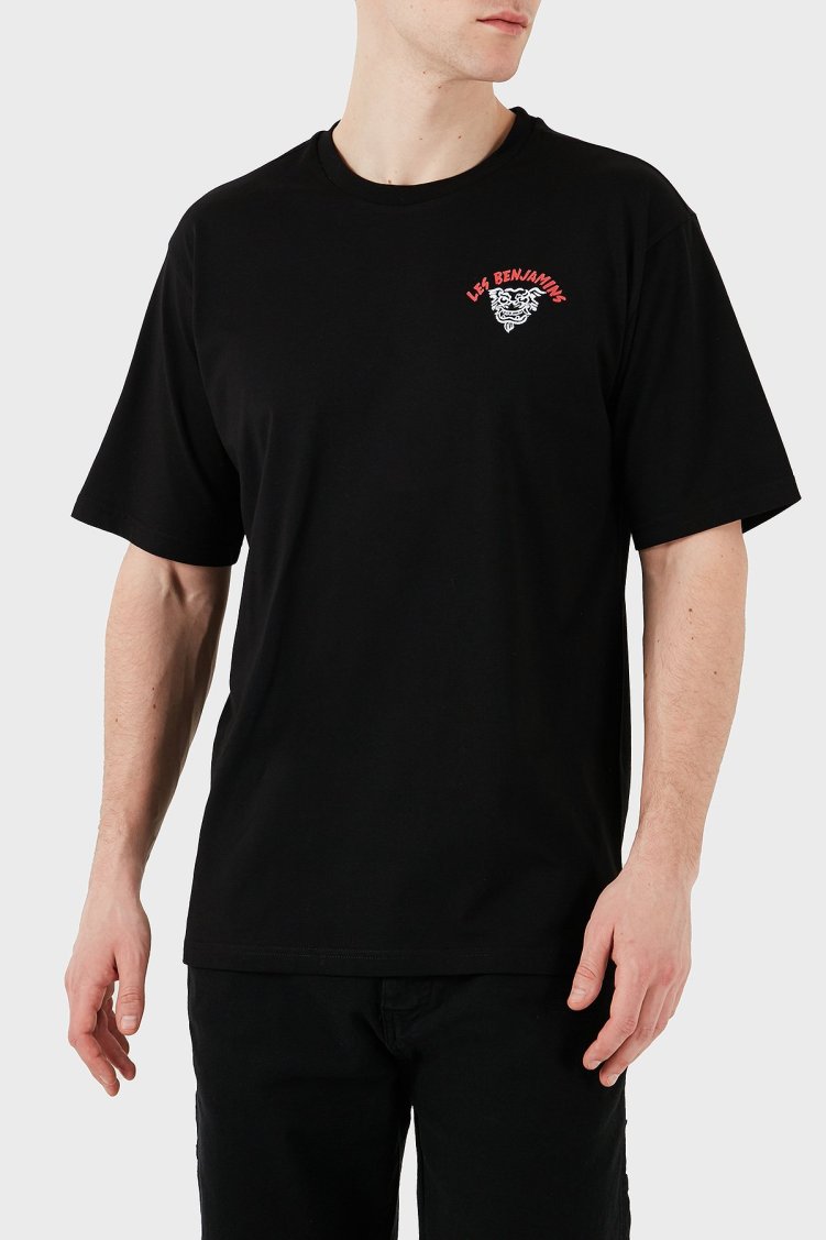 Les Benjamins Baskılı Relaxed Fit Pamuklu Bisiklet Yaka Erkek T Shirt LB25SSUNLMUTS-032 SİYAH - Les Benjamins
