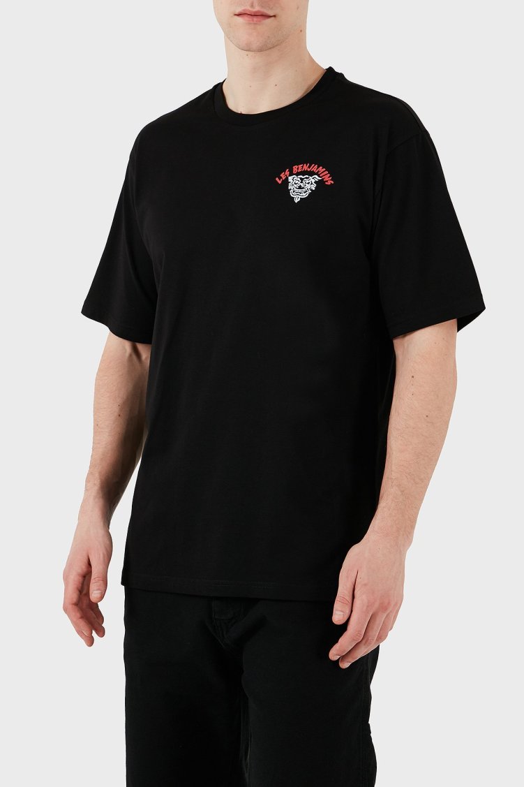 Les Benjamins Baskılı Relaxed Fit Pamuklu Bisiklet Yaka Erkek T Shirt LB25SSUNLMUTS-032 SİYAH - Les Benjamins (1)