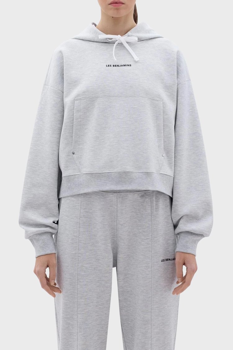 Les Benjamins Crop Fit Kapüşonlu Bayan Sweat LB23FWCLAFUHD-401 GRİ - Les Benjamins