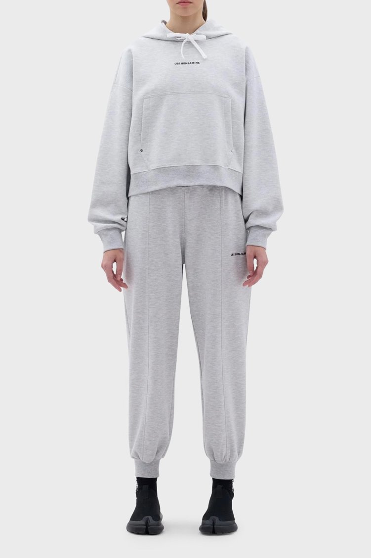 Les Benjamins Crop Fit Kapüşonlu Bayan Sweat LB23FWCLAFUHD-401 GRİ - Les Benjamins (1)