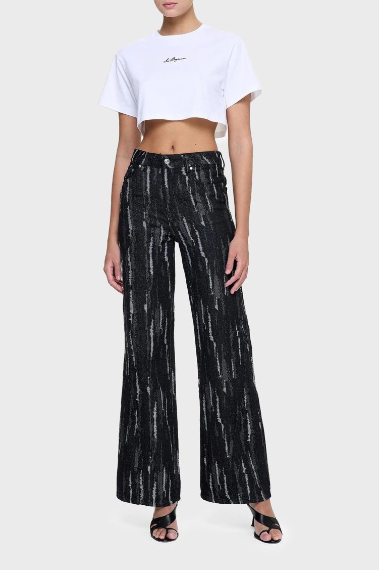 Les Benjamins Ön ve Arka Baskılı % 100 Pamuk Loose Fit Crop Bayan T Shirt LB25SSUNLFUTS-026 BEYAZ - Les Benjamins (1)