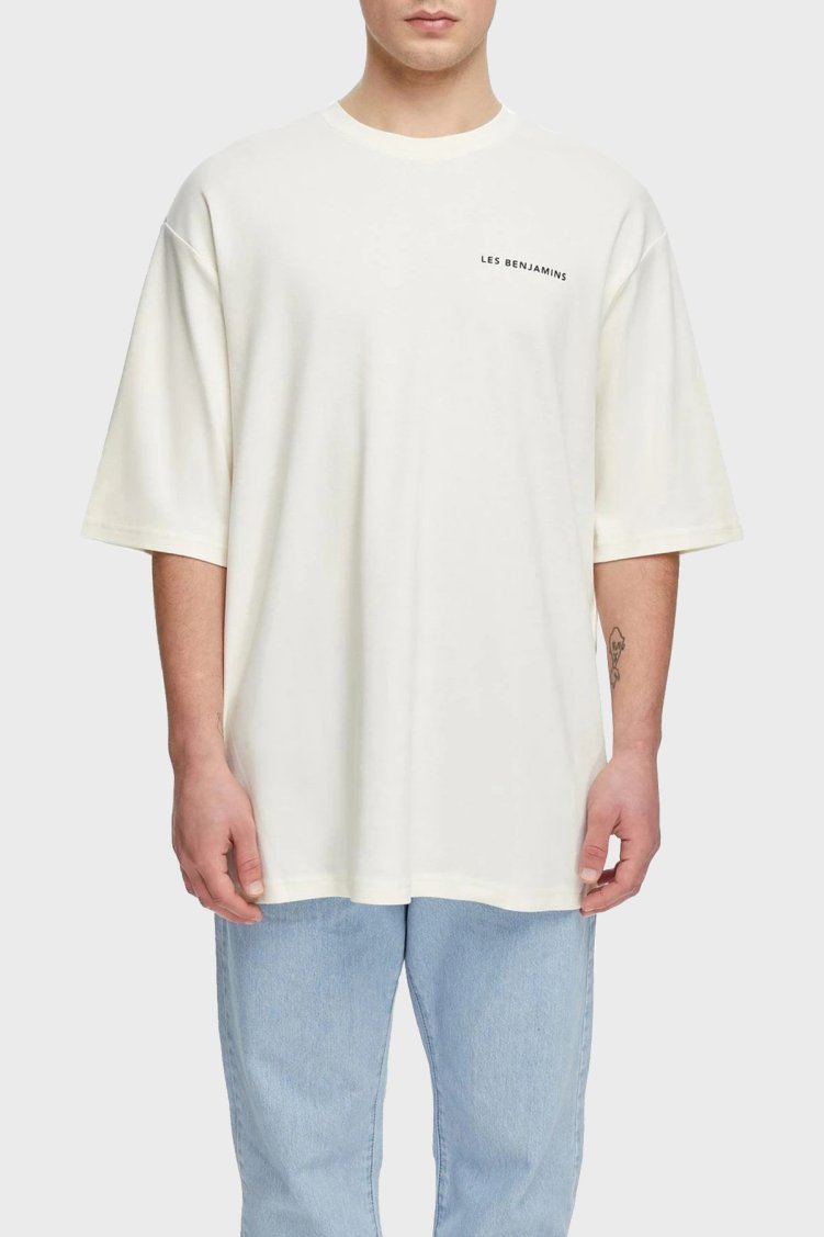 Les Benjamins Oversize Bisiklet Yaka % 100 Pamuk Erkek T Shirt LB21SSCORMUOT-004 EKRU - Les Benjamins