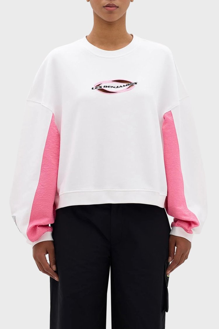 Les Benjamins Pamuklu Bisiklet Yaka Regular Fit Kadın Sweat LB24SSKISFUSW-004 BEYAZ - Les Benjamins