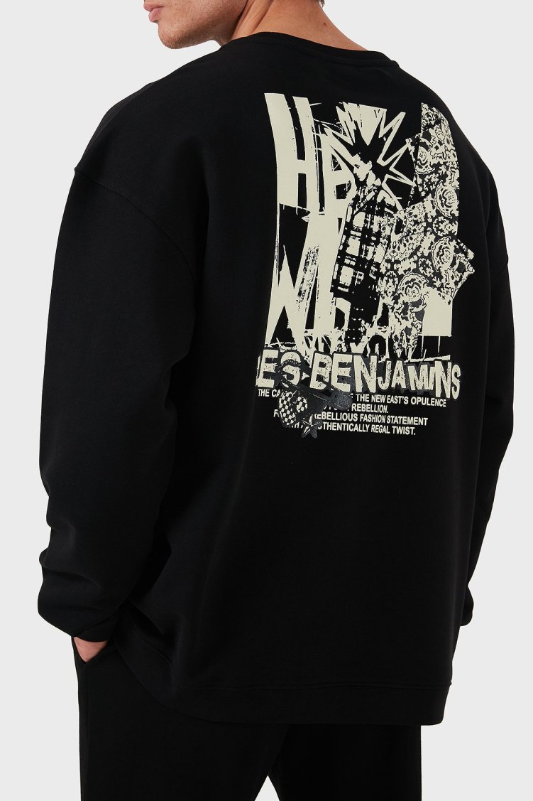 Les Benjamins Pamuklu Logolu Regular Fit Bisiklet Yaka Erkek Sweat LB24FWEAPMUSW-001 SİYAH - Les Benjamins (1)