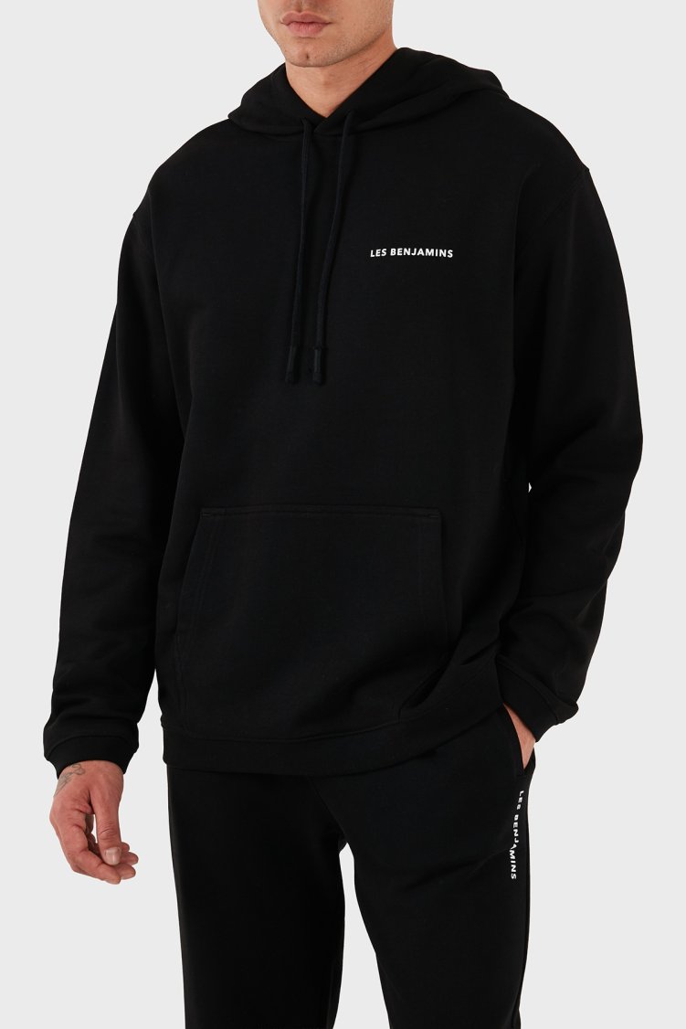 Les Benjamins Pamuklu Logolu Regular Fit Kapüşonlu Erkek Sweat LBNOOSCORMUHD-307 SİYAH - Les Benjamins