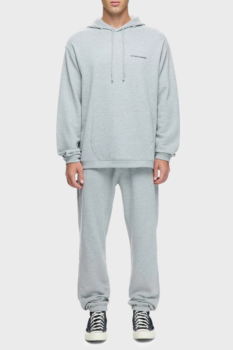 Les Benjamins Pamuklu Logolu Regular Fit Kapüşonlu Erkek Sweat LBNOOSCORMUHD-308 AÇIK GRİ - Les Benjamins (1)