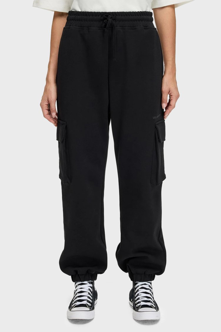Les Benjamins Pamuklu Regular Fit Ribanalı Paça Kargo Cepli Bayan Pantolon LB25FWCLAFUSP-406 SİYAH - Les Benjamins
