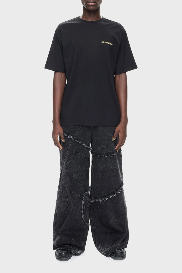 Les Benjamins Pamuklu Relaxed Fit Bisiklet Yaka Erkek T Shirt LB24FWEAPMUTS-014 SİYAH - Les Benjamins