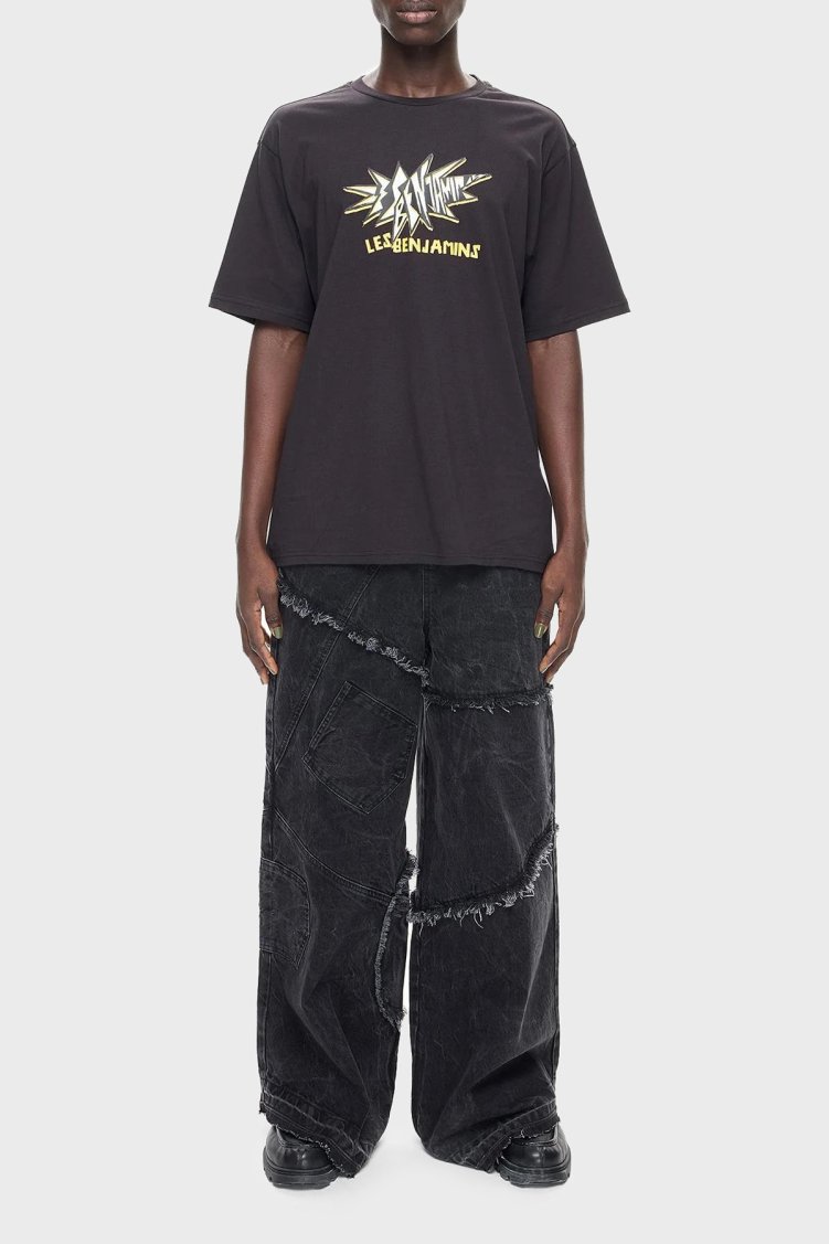 Les Benjamins Pamuklu Relaxed Fit Bisiklet Yaka Erkek T Shirt LB24FWEAPMUTS-059 SİYAH - Les Benjamins (1)