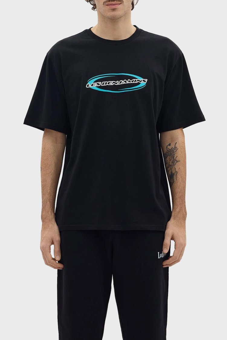 Les Benjamins Pamuklu Relaxed Fit Bisiklet Yaka Erkek T Shirt LB24SSKISMUTS-009 SİYAH - Les Benjamins