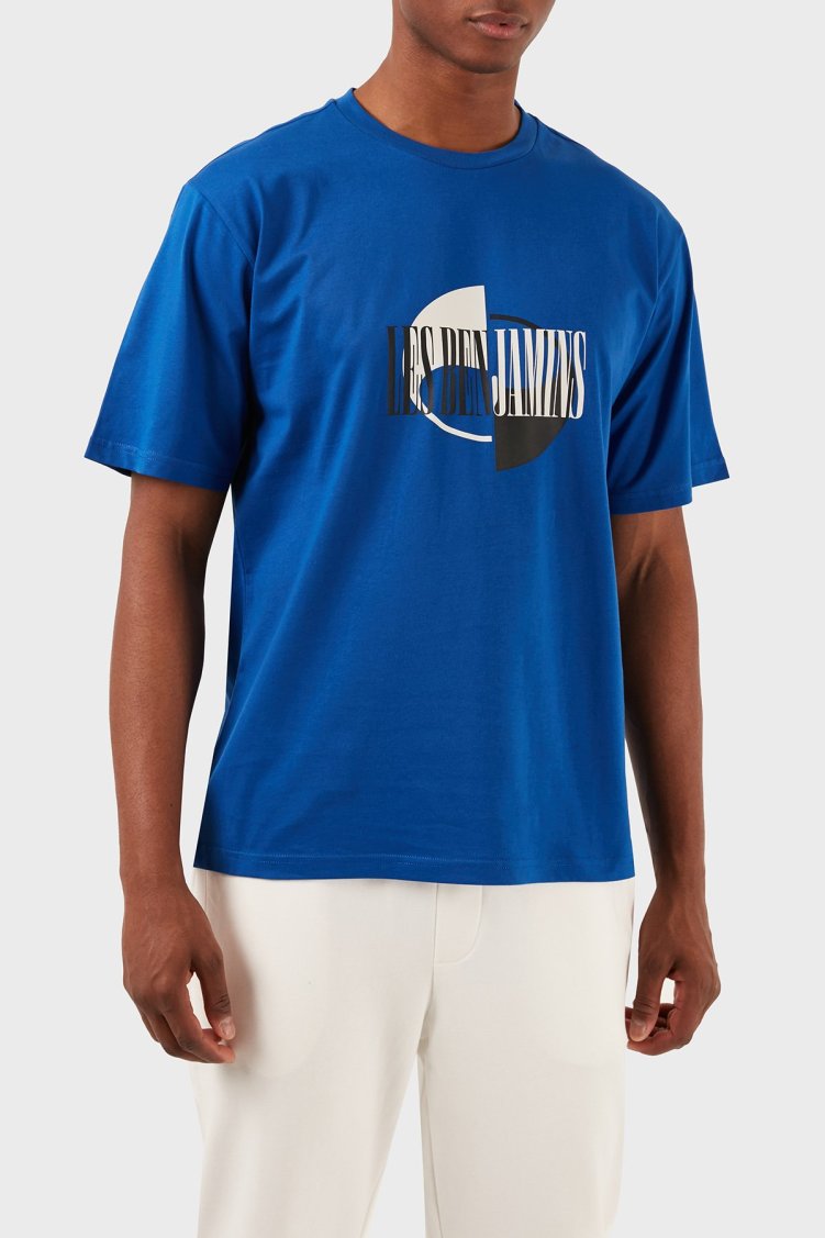 Les Benjamins Pamuklu Relaxed Fit Bisiklet Yaka Erkek T Shirt LB24SSKISMUTS-044 MAVİ - Les Benjamins