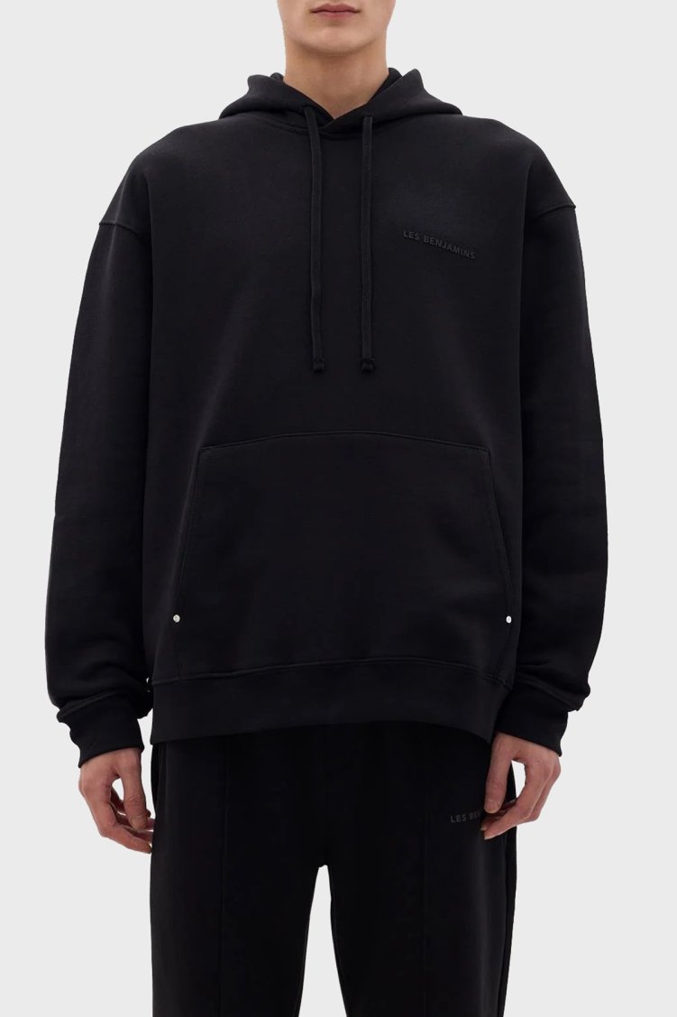 Les Benjamins Pamuklu Relaxed Fit Kanguru Cepli Erkek Sweat LB23FWCLAMUHD-401 SİYAH - Les Benjamins