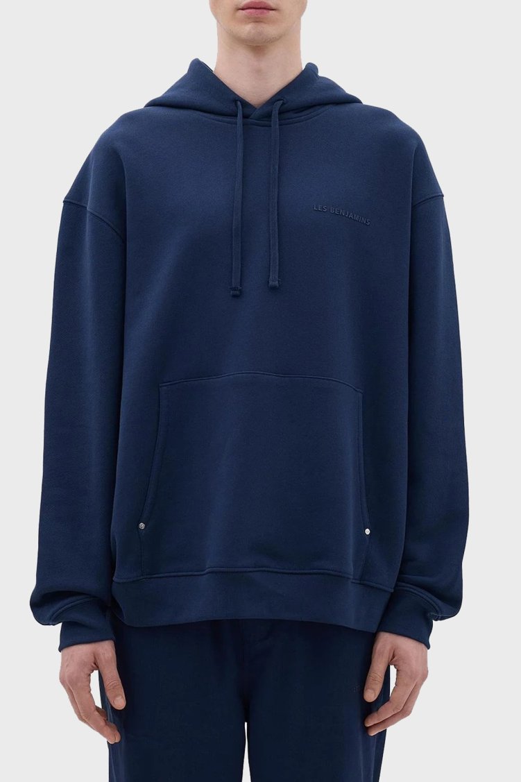 Les Benjamins Pamuklu Relaxed Fit Kapüşonlu Erkek Sweat LB23FWCLAMUHD-402 LACİVERT - Les Benjamins