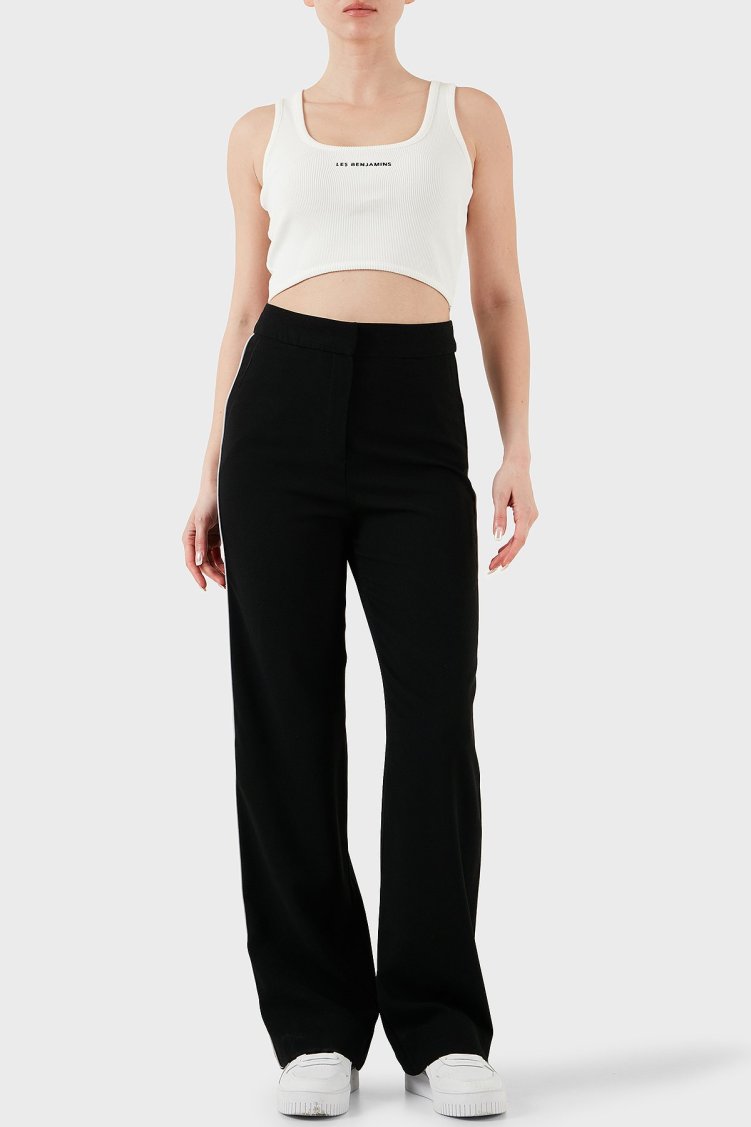 Les Benjamins Pamuklu Slim Fit Kare Yaka Logolu Bayan Top LBNOOSESSFUTN-306 BEYAZ - Les Benjamins (1)