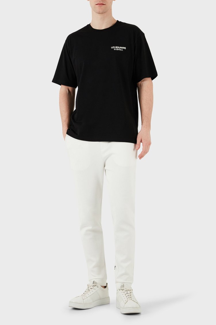 Les Benjamins Sırt Baskılı % 100 Pamuk Relaxed Fit Bisiklet Yaka Erkek T Shirt LB25SSUNLMUTS-038 SİYAH - Les Benjamins (1)
