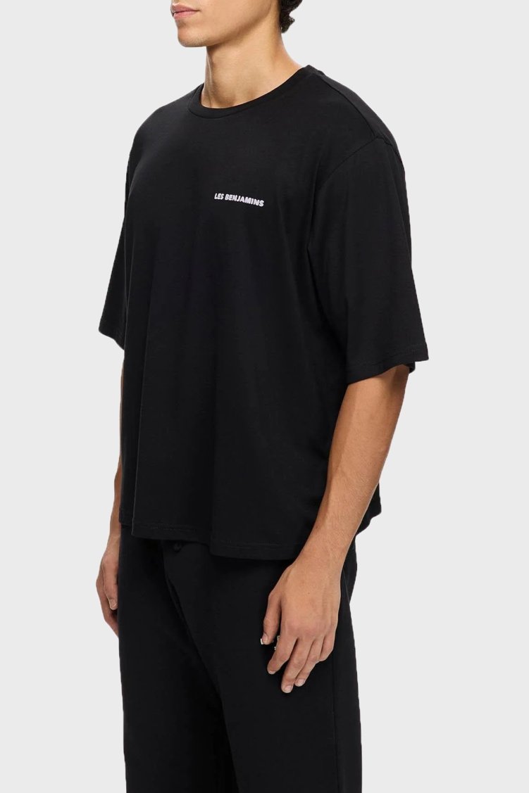 Les Benjamins Sırt Baskılı Pamuklu Oversize Fit Bisiklet Yaka Erkek T Shirt LB25FWTURMUOT-006 SİYAH - Les Benjamins