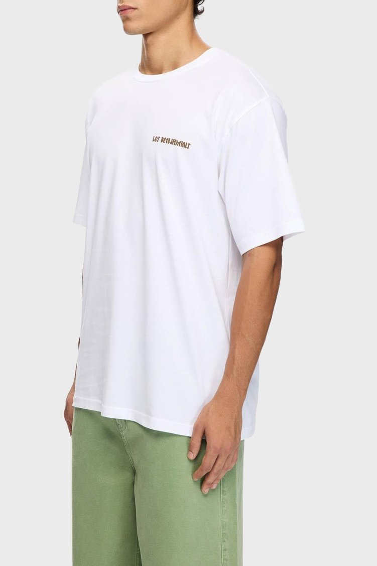 Les Benjamins Sırt Baskılı Pamuklu Relaxed Fit Bisiklet Yaka Erkek T Shirt LB25FWTURMUTS-006 BEYAZ - Les Benjamins