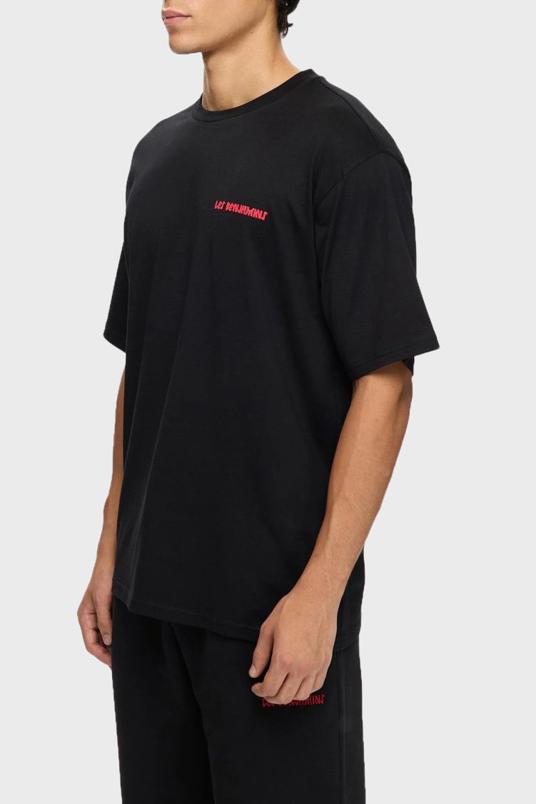Les Benjamins Sırt Baskılı Pamuklu Relaxed Fit Bisiklet Yaka Erkek T Shirt LB25FWTURMUTS-025 SİYAH - Les Benjamins