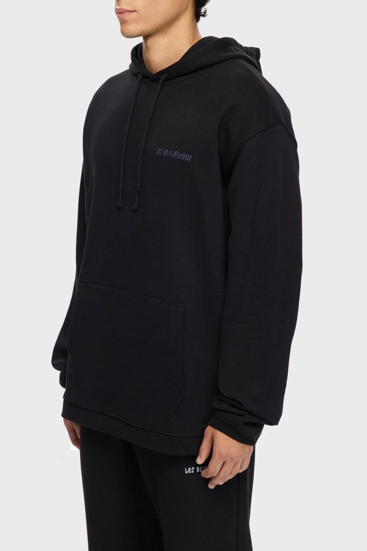 Les Benjamins Sırt Baskılı Pamuklu Relaxed Fit Kapüşonlu Erkek Sweat LB25FWTURMUHD-003 SİYAH - Les Benjamins
