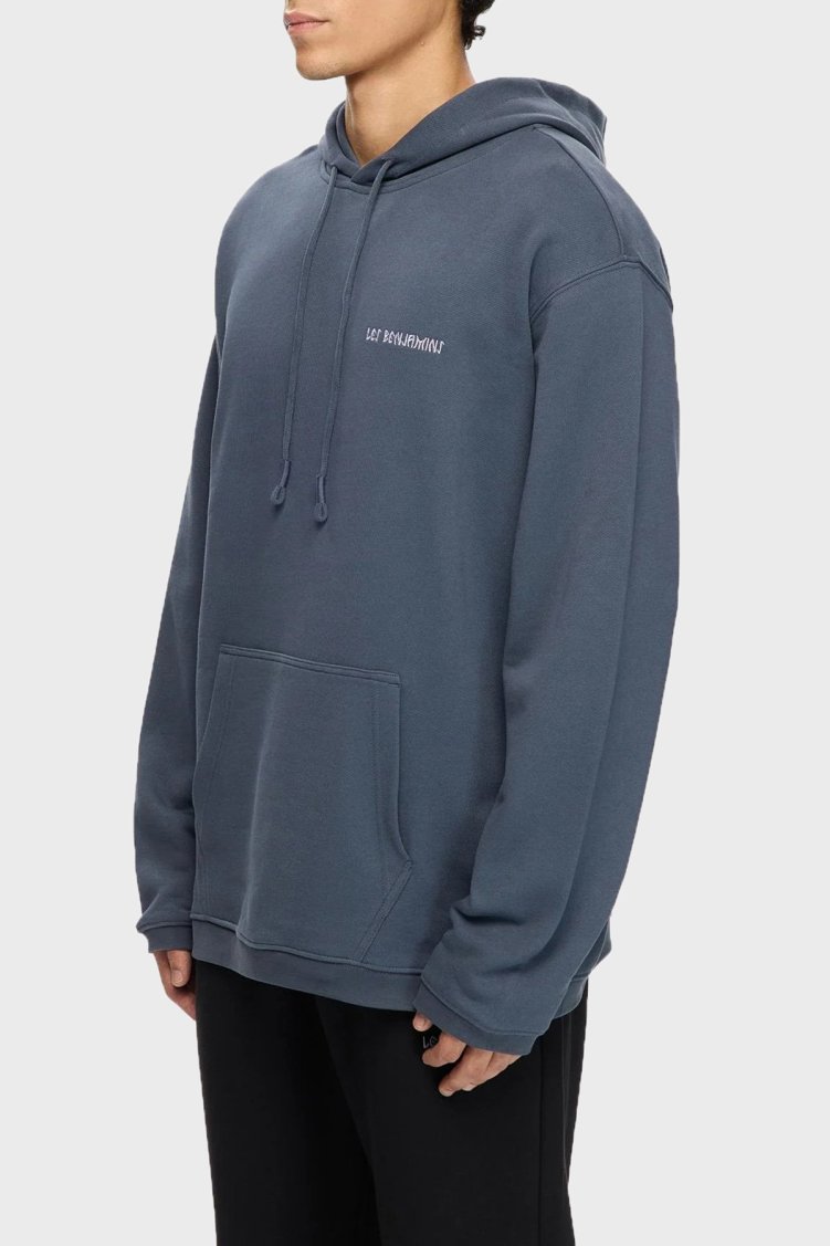 Les Benjamins Sırt Baskılı Pamuklu Relaxed Fit Kapüşonlu Erkek Sweat LB25FWTURMUHD-008 MAVİ - Les Benjamins