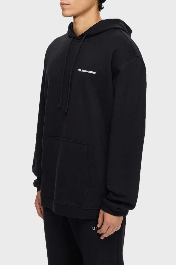 Les Benjamins Sırt Baskılı Pamuklu Relaxed Fit Kapüşonlu Erkek Sweat LB25FWTURMUHD-009 SİYAH - Les Benjamins