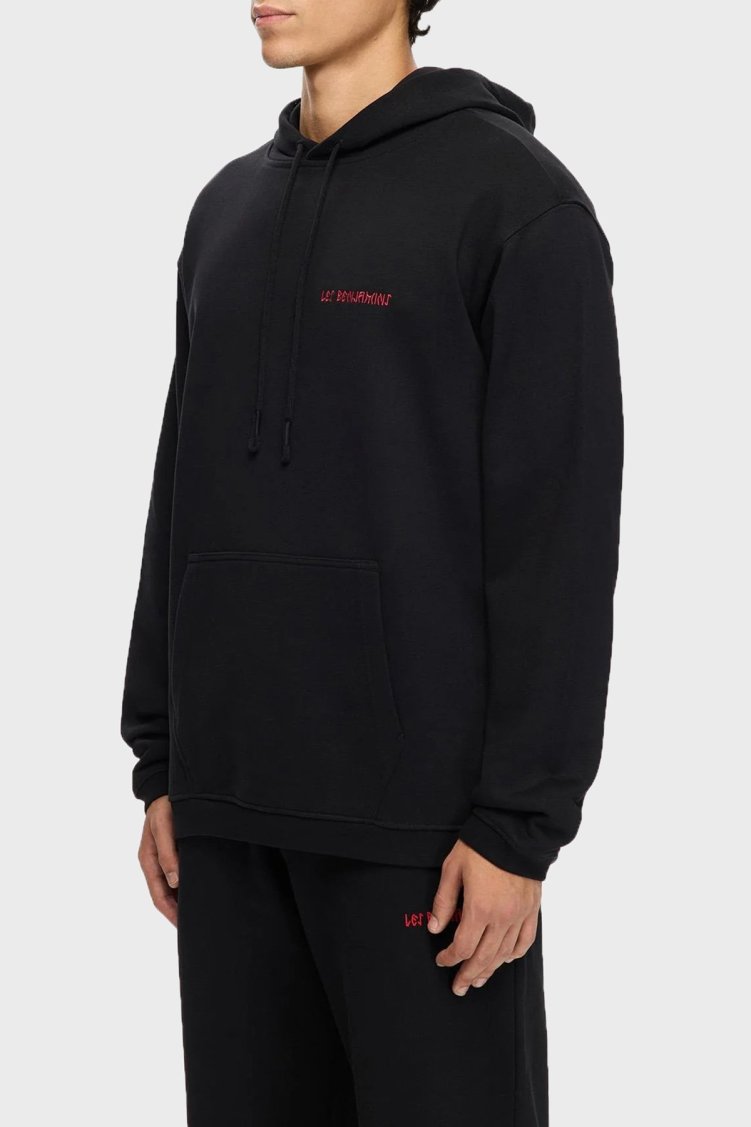 Les Benjamins Sırt Baskılı Pamuklu Relaxed Fit Kapüşonlu Erkek Sweat LB25FWTURMUHD-018 SİYAH - Les Benjamins