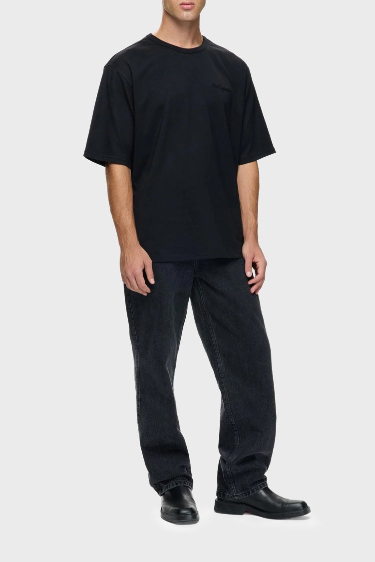 Les Benjamins Sırtta Logo Detaylı Pamuklu Regular Fit Bisiklet Yaka Erkek T Shirt LB25FWCLAMUTS-404 SİYAH - Les Benjamins