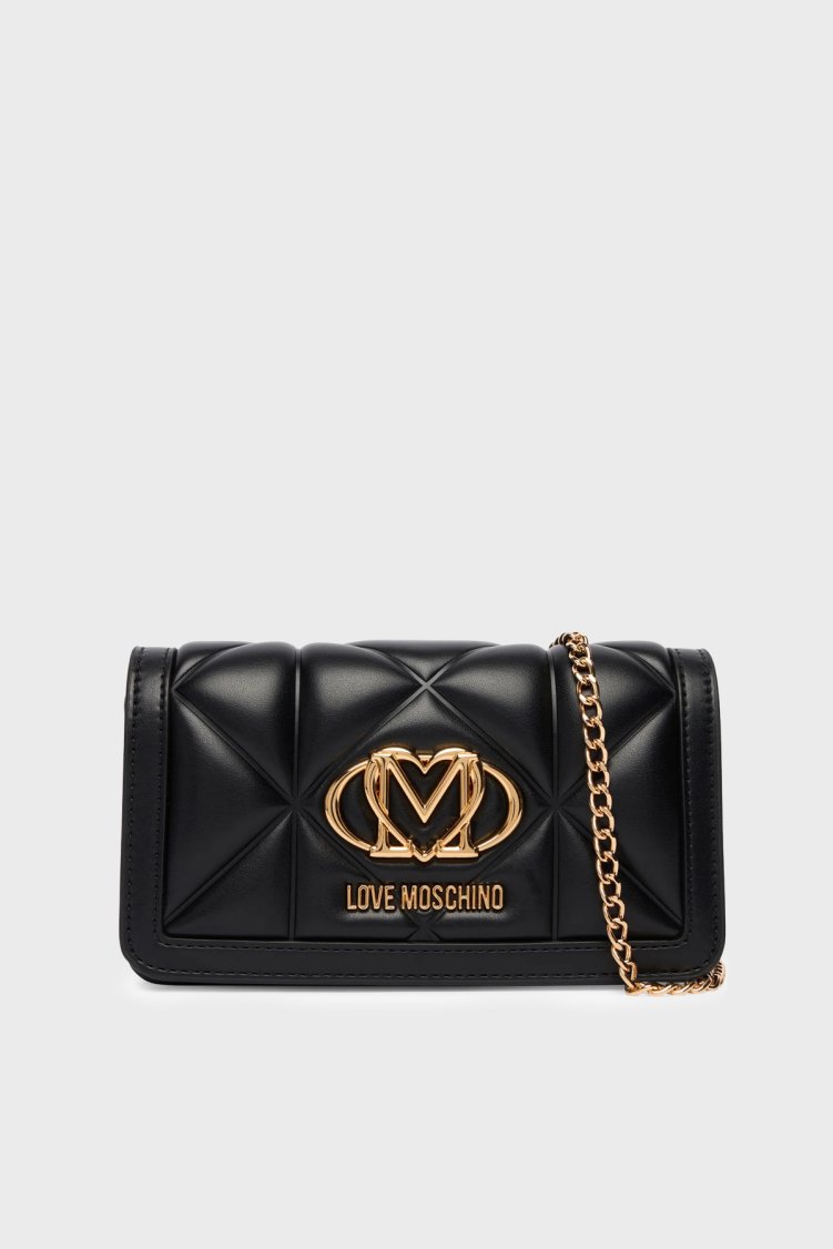 Love Moschino Çıkarılabilir Zincir Askılı Portföy Bayan Cüzdan JC5640PP1OLC0000 SİYAH - Love Moschino