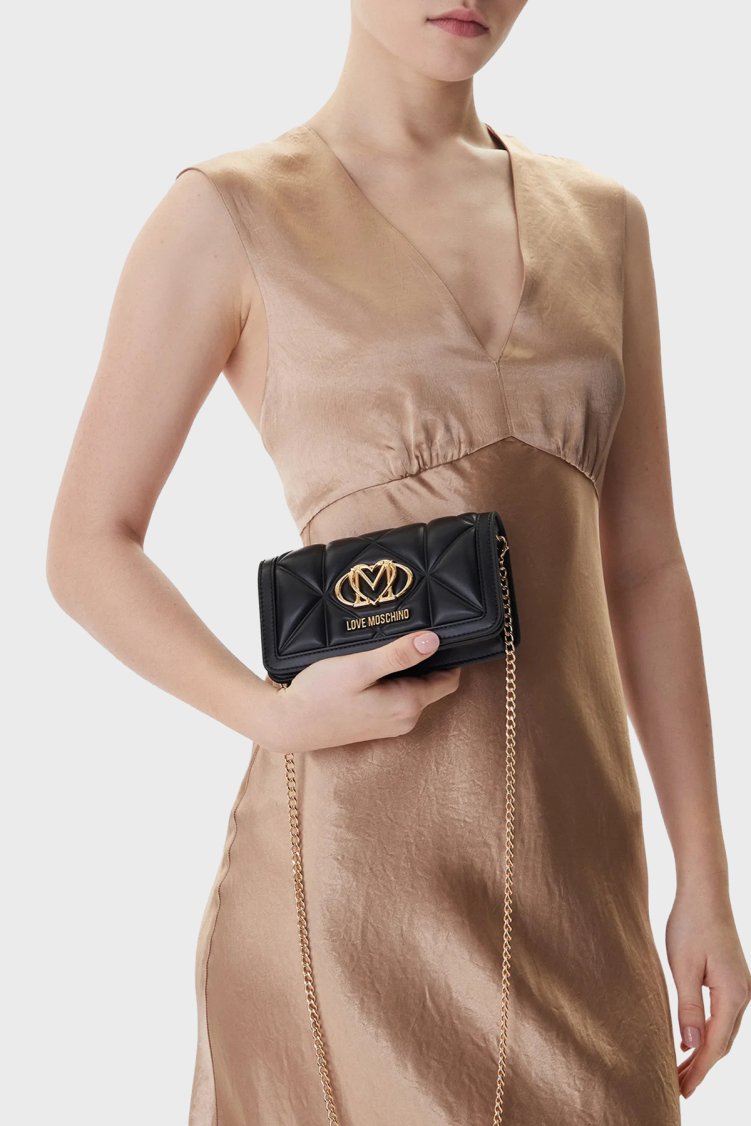 Love Moschino Çıkarılabilir Zincir Askılı Portföy Bayan Cüzdan JC5640PP1OLC0000 SİYAH - Love Moschino (1)