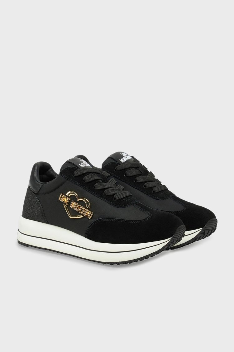 Love Moschino Deri Süet Detaylı Sneaker Bayan Ayakkabı JA15074G1MINA00A SİYAH - Love Moschino (1)