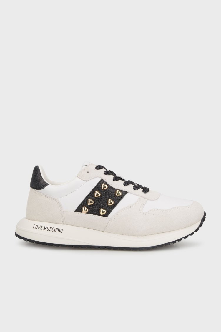 Love Moschino Hakiki Deri Süet Detaylı Sneaker Bayan Ayakkabı JA15403G1MIAM10A BEYAZ - Love Moschino
