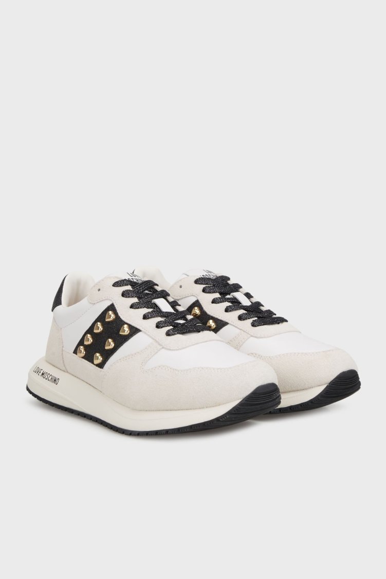 Love Moschino Hakiki Deri Süet Detaylı Sneaker Bayan Ayakkabı JA15403G1MIAM10A BEYAZ - Love Moschino (1)