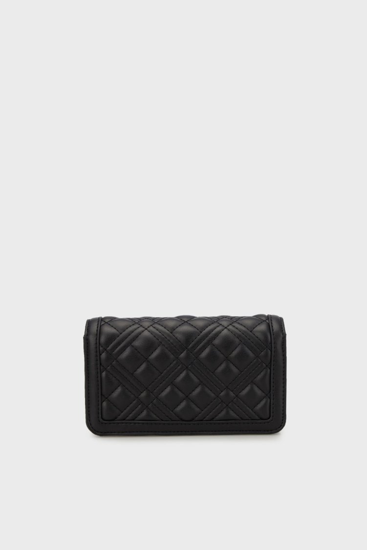 Love Moschino Kapitoneli Çıkarılabilir Zincir Askılı Portföy Bayan Cüzdan JC5681PP1MLA0000 SİYAH - Love Moschino (1)