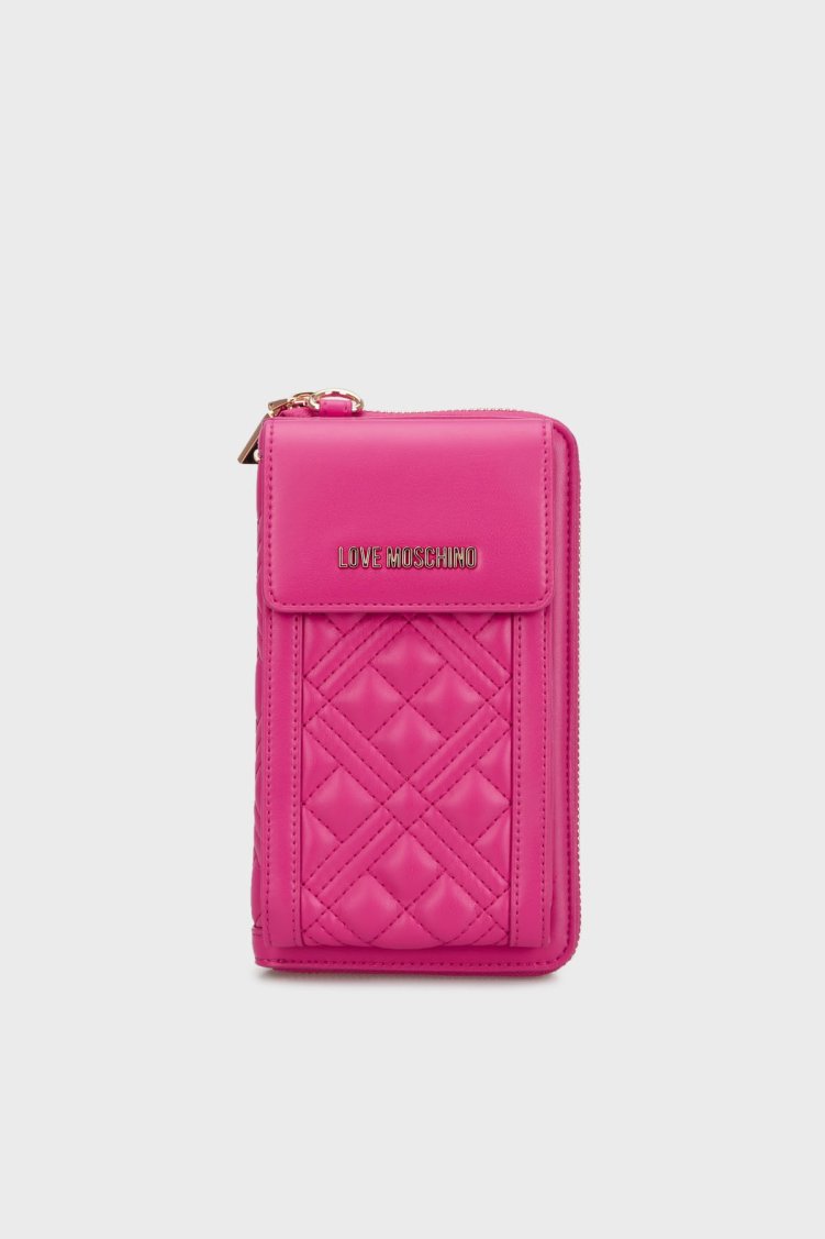 Love Moschino Kapitoneli Çıkarılabilir Zincir Askılı Portföy Bayan Cüzdan JC5682PP1LLA0626 FUŞYA - Love Moschino