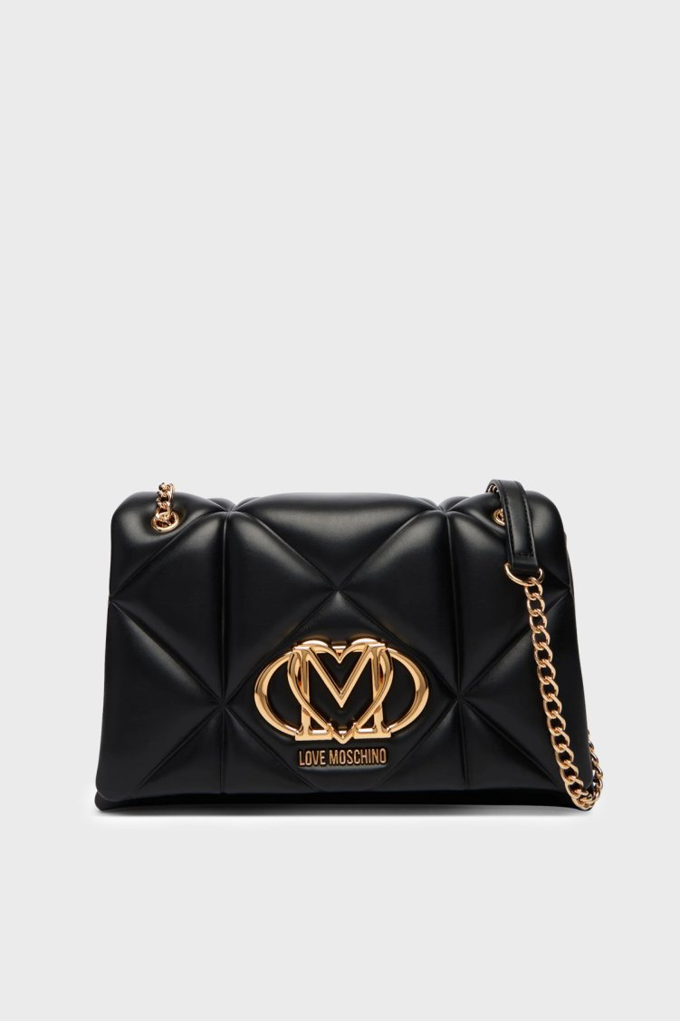 Love Moschino Kapitoneli Logolu Zincir Askılı Bayan Çanta JC4041PP1OLC0000 SİYAH - Love Moschino