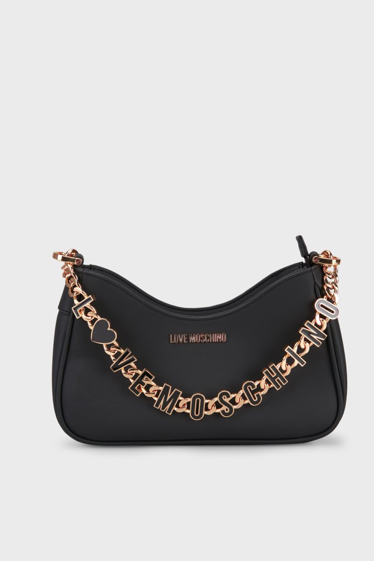 Love Moschino Logo Harf Detaylı Çıkarılabilir Askılı Kadın Çanta JC4070PP1OL1700A SİYAH - Love Moschino